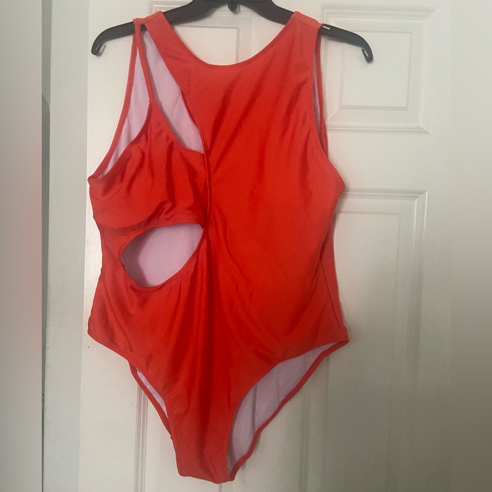 SHEIN Orange one-piece swimsuit with cutout
